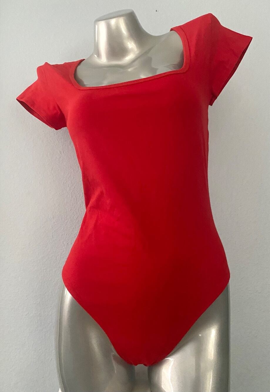 PINK Victoria's Secret Short Sleeve Thong Solid Red Body Suit One Piece Top XS